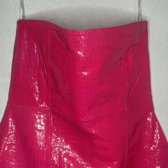 NWT Retrofete Kimora Crocodile Embossed Leather Mini Dress XL Revolve Pink - Picture 4 of 15